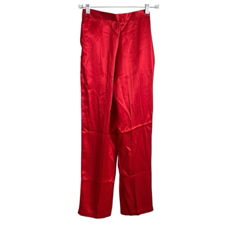 Vintage 80s Patty Woodard Neiman Marcus Red Pleated Trouser Pants Size 4 - Picture 2 of 9